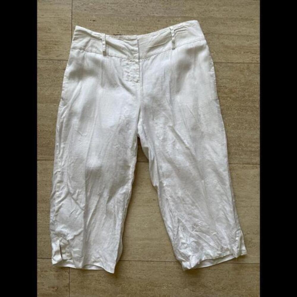 Women’s White Linen Crop Pants